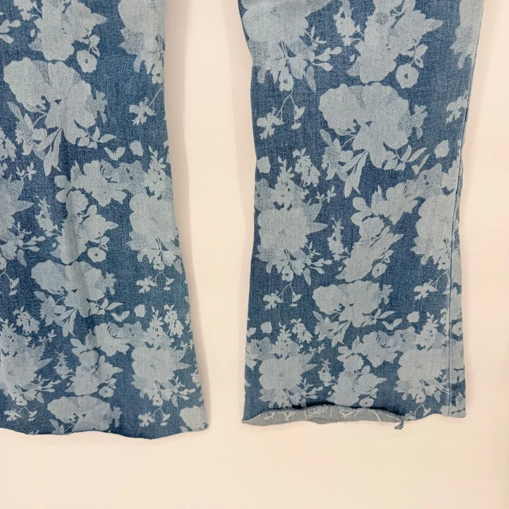 Altar'd State Flare Denim‎ Jeans Floral Printed Distressed Boho Hippie Size 29